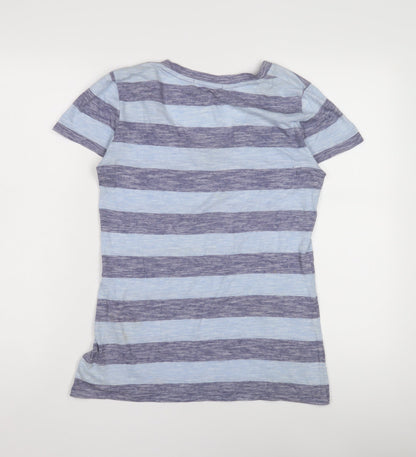 Gap Women’s Blue Striped V-Neck T-Shirt, Size S