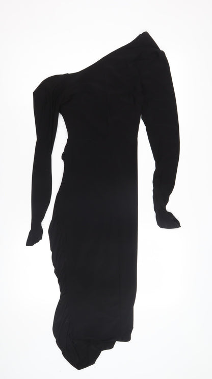 Club L London Black One Shoulder Dress, Size 8