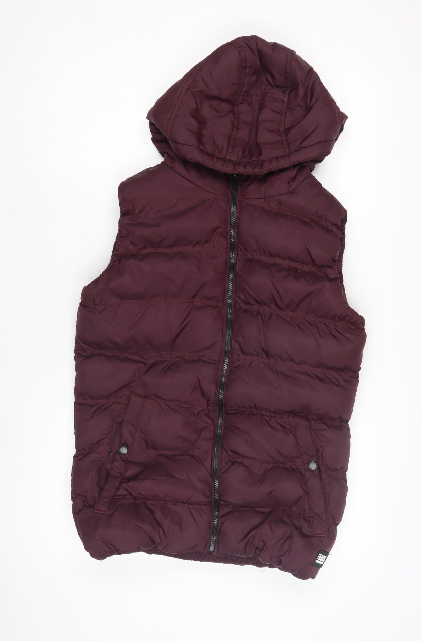 FABRIC Women's Red Puffer Hooded Waistcoat Size S