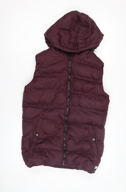 FABRIC Women's Red Puffer Hooded Waistcoat Size S