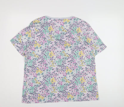 Damart Women's Multicoloured Floral T-Shirt Size 14