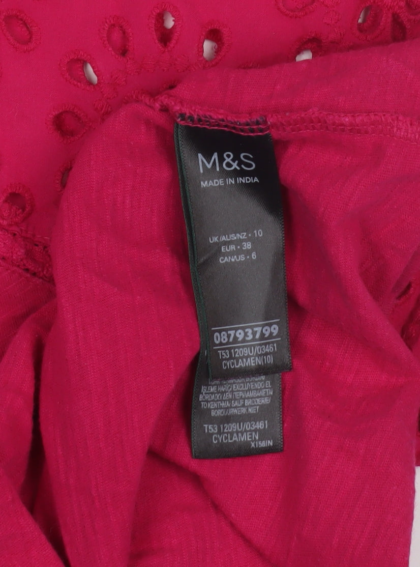 Womens UK Size 10 Marks and Spencer Pink Basic T-Shirt