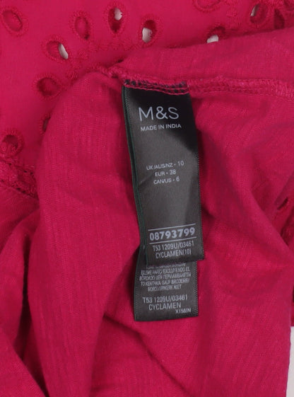 Womens UK Size 10 Marks and Spencer Pink Basic T-Shirt