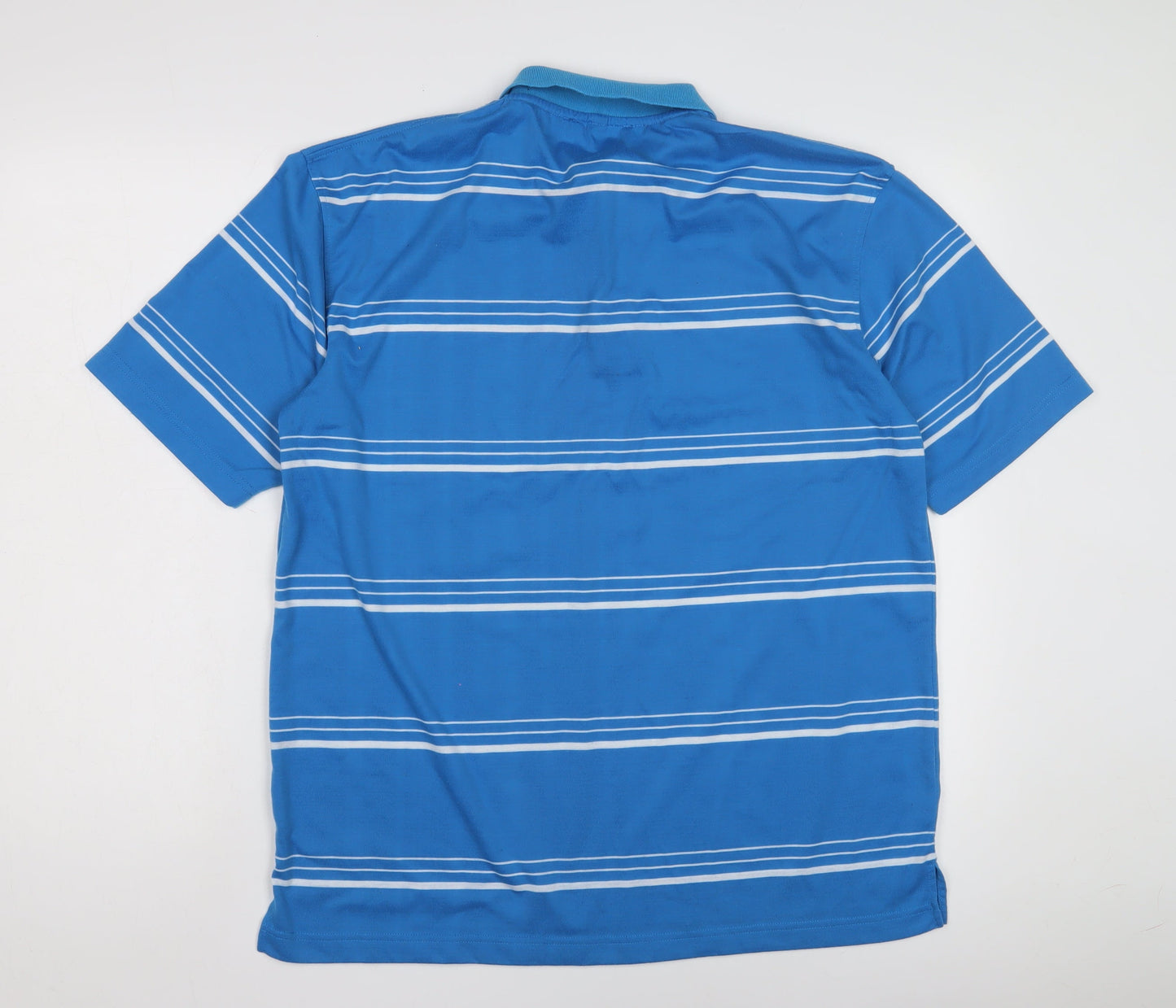 L Kensington Men's Blue Striped Polo Shirt Size L