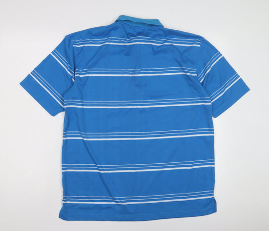 L Kensington Men's Blue Striped Polo Shirt Size L