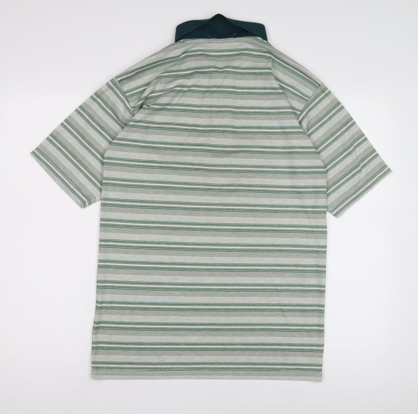 Cross Country Men's Green Striped Polo M