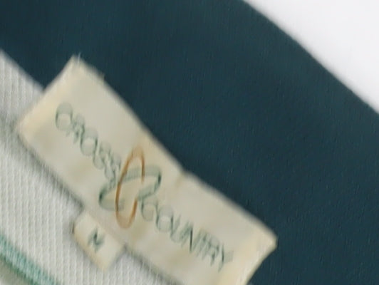 Cross Country Men's Green Striped Polo M