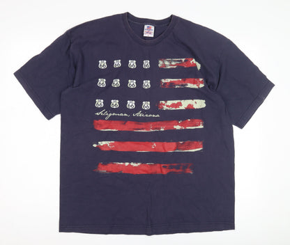Bayside Men's XL Blue Graphic Patriotic T-Shirt