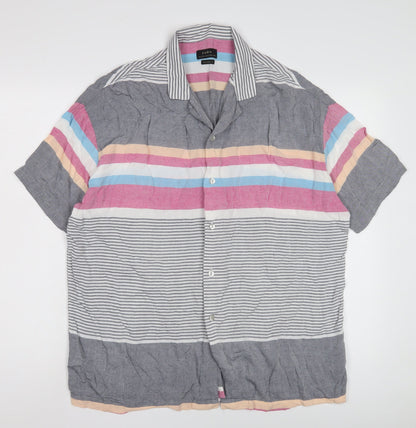 ZARA Men's Multicoloured Relaxed Fit Striped Shirt L