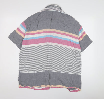 ZARA Men's Multicoloured Relaxed Fit Striped Shirt L