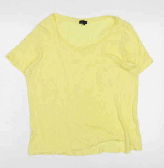 Jaeger Women's Yellow M Basic Cotton-Linen T-Shirt
