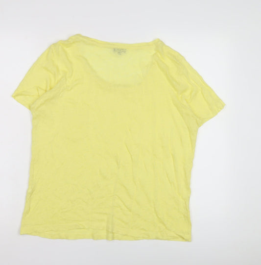 Jaeger Women's Yellow M Basic Cotton-Linen T-Shirt