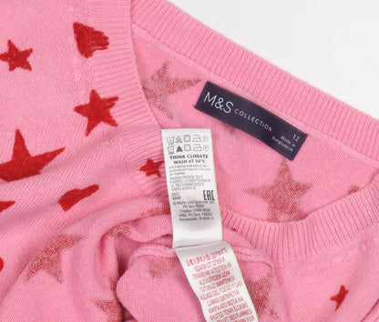 Womens UK Size 12 Marks and Spencer Pink Pullover Jumper