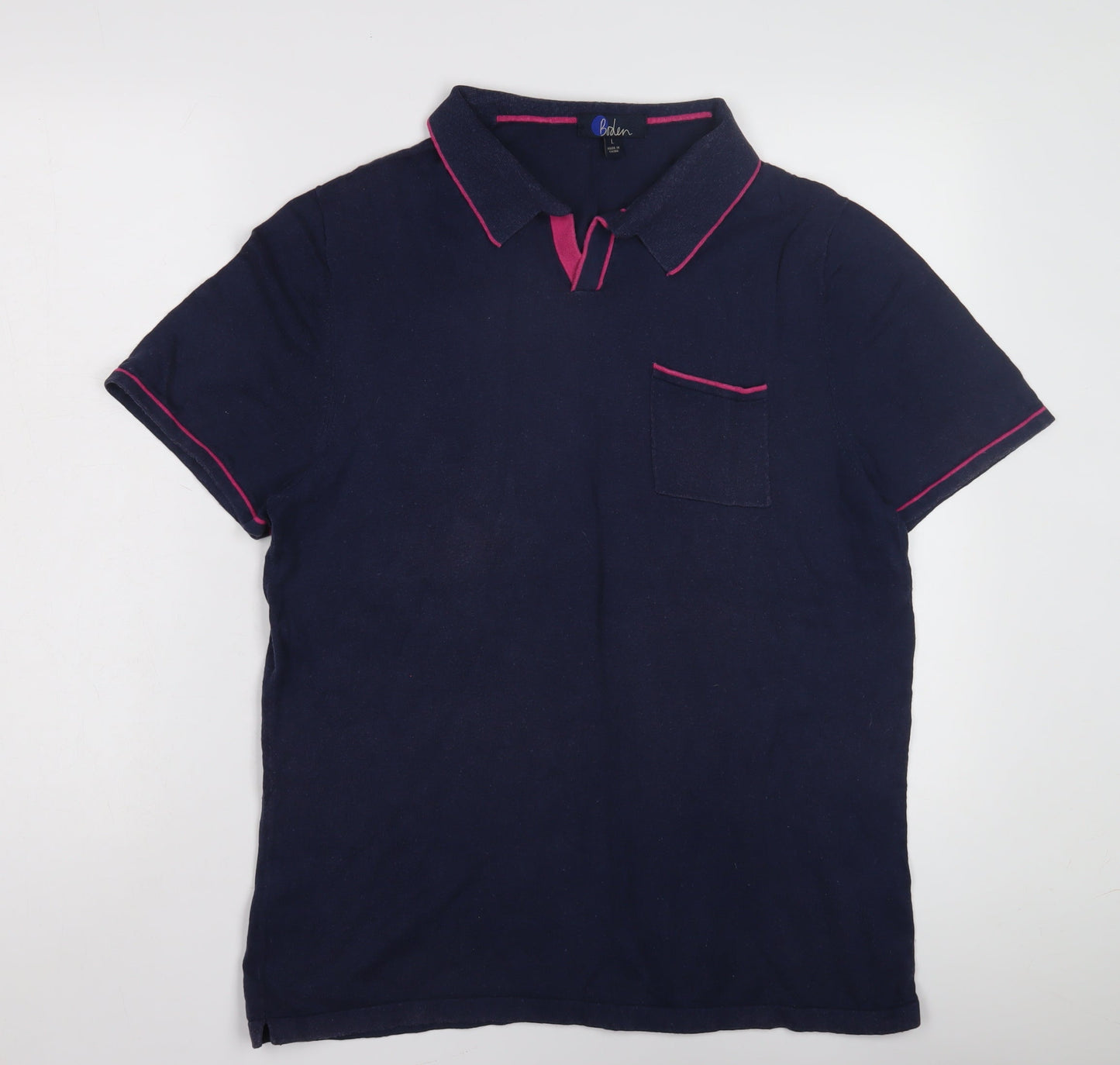 Boden Women's Blue Polo Shirt, L, Short Sleeve Jersey