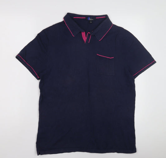 Boden Women's Blue Polo Shirt, L, Short Sleeve Jersey