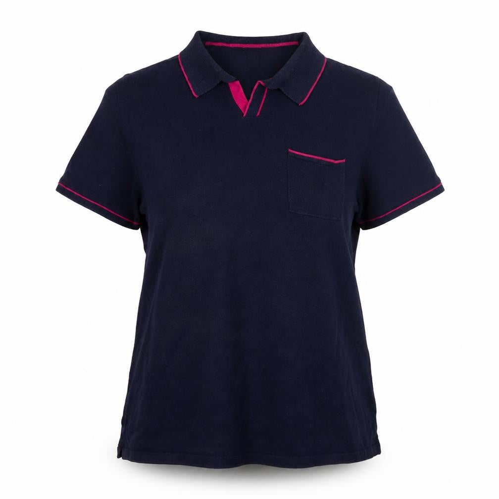 Boden Women's Blue Polo Shirt, L, Short Sleeve Jersey