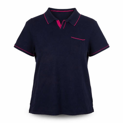 Boden Women's Blue Polo Shirt, L, Short Sleeve Jersey