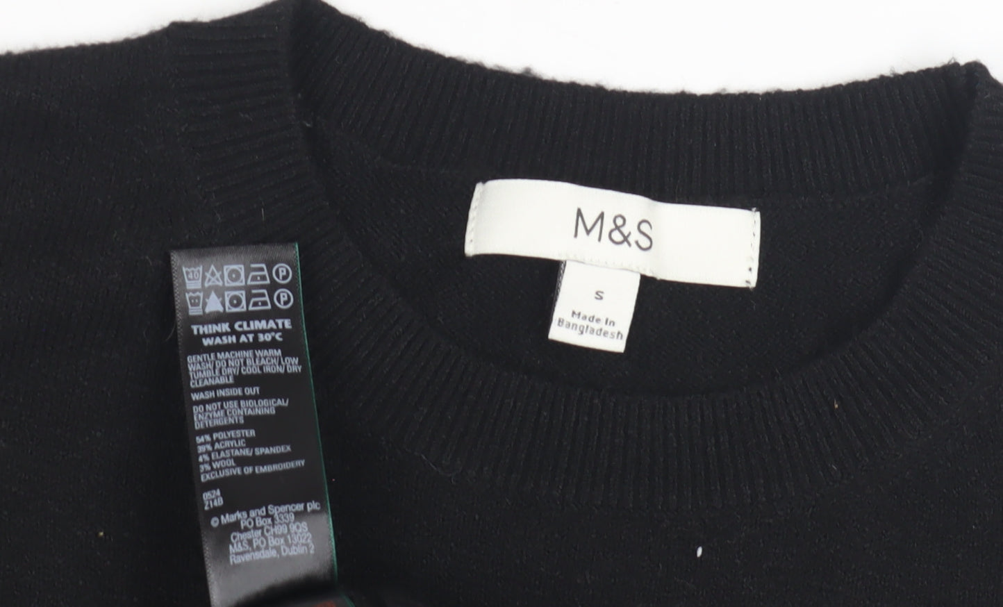 Womens UK Size S Marks and Spencer Black Pullover Jumper