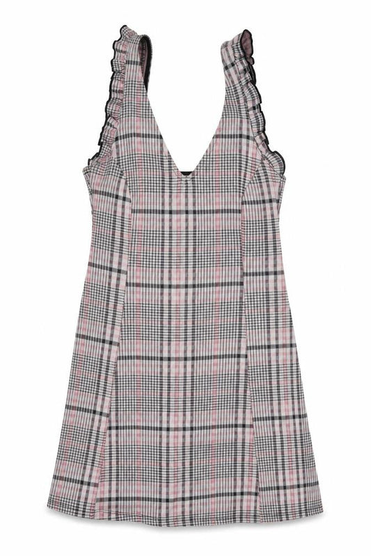 Front view of Miss Selfridge Plaid Sleeveless Dress, UK 6, Multicoloured