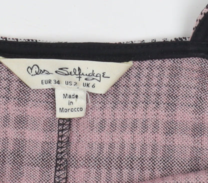 Miss Selfridge Plaid Sleeveless Dress, UK 6, Multicoloured