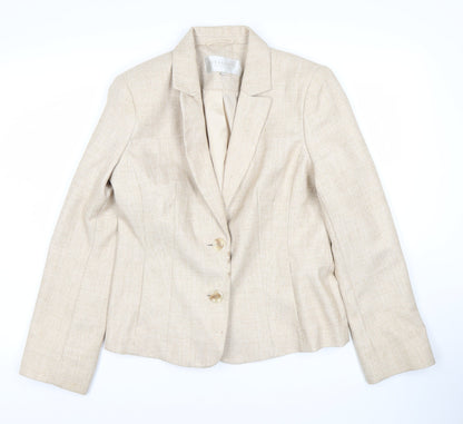Debenhams Women's Beige Blazer Size 12 Two-Button Classic