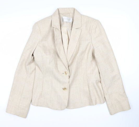 Debenhams Women's Beige Blazer Size 12 Two-Button Classic