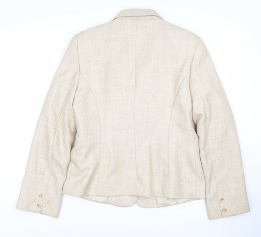 Debenhams Women's Beige Blazer Size 12 Two-Button Classic