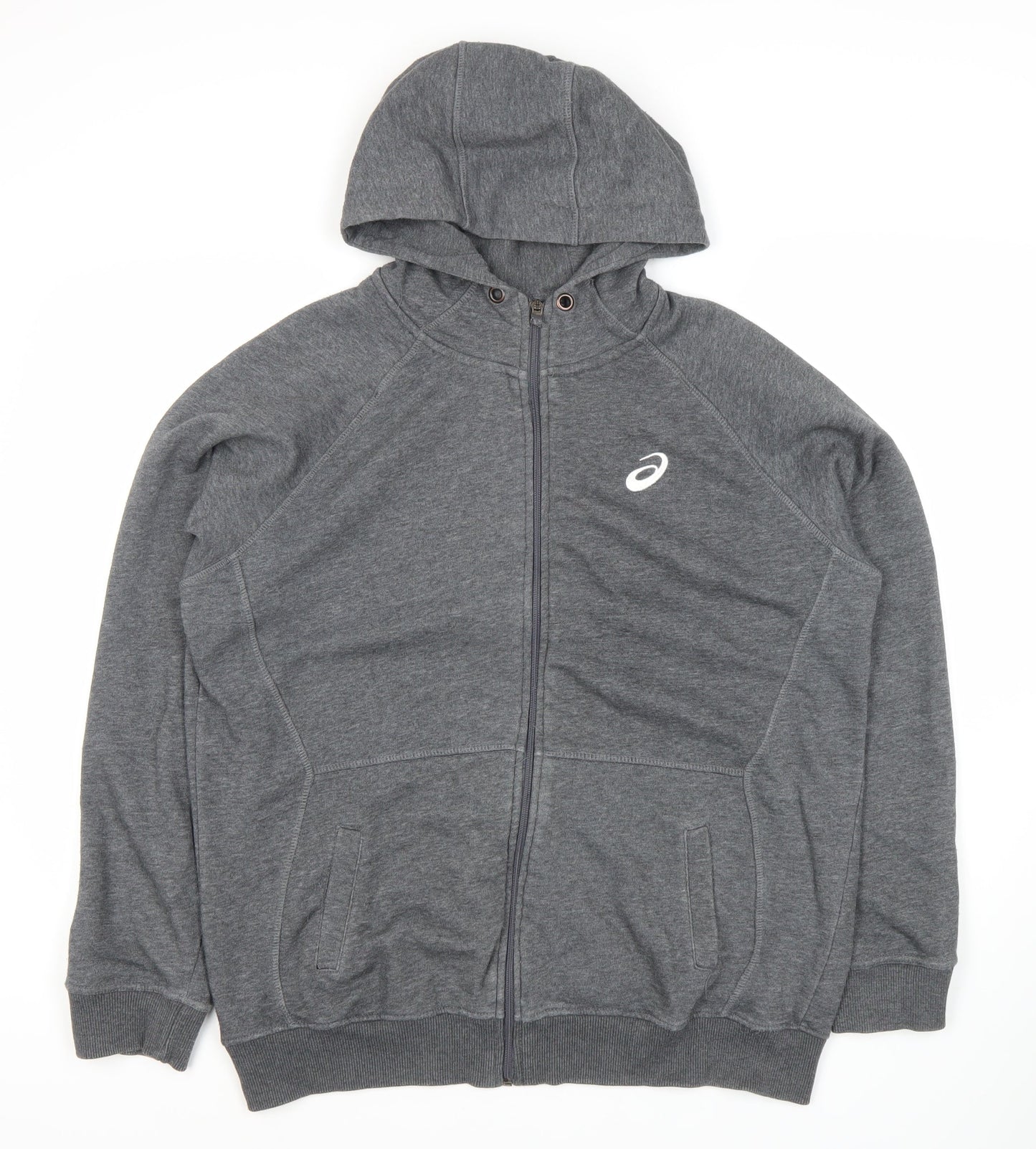 Mens UK Size XL ASICS Grey Full Zip Hoodie