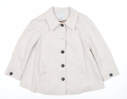 H&M Beige Cotton Women's Short Coat, Size 4, Button Closure