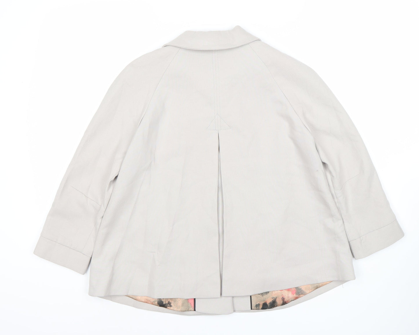 H&M Beige Cotton Women's Short Coat, Size 4, Button Closure