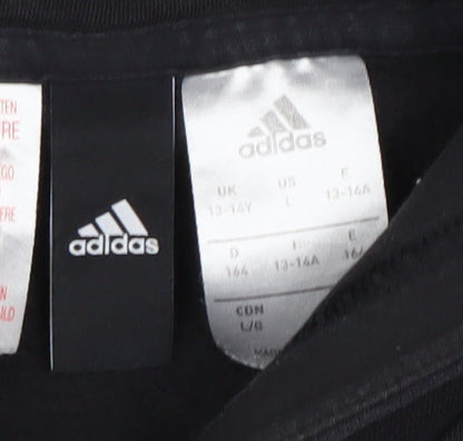 Adidas Boys Black Pullover Hoodie Size 13-14 Years