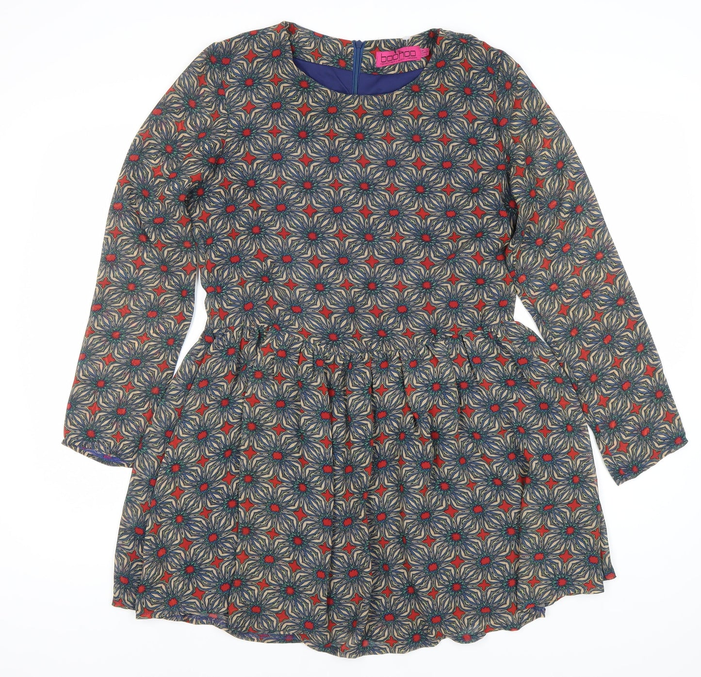 Boohoo Women's Multicoloured Fit & Flare Dress Size 12