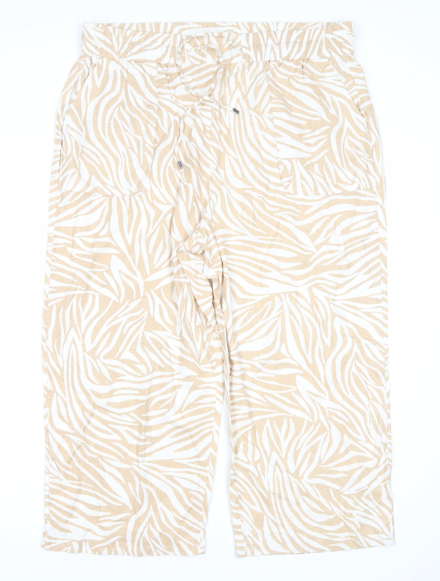 SPIRIT Women's Beige Animal Print Trousers Size 18