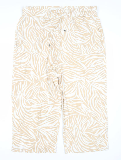 SPIRIT Women's Beige Animal Print Trousers Size 18