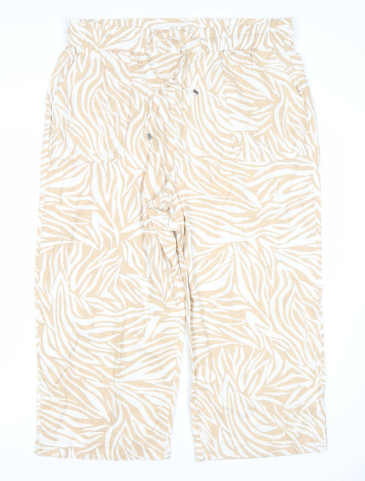 SPIRIT Women's Beige Animal Print Trousers Size 18