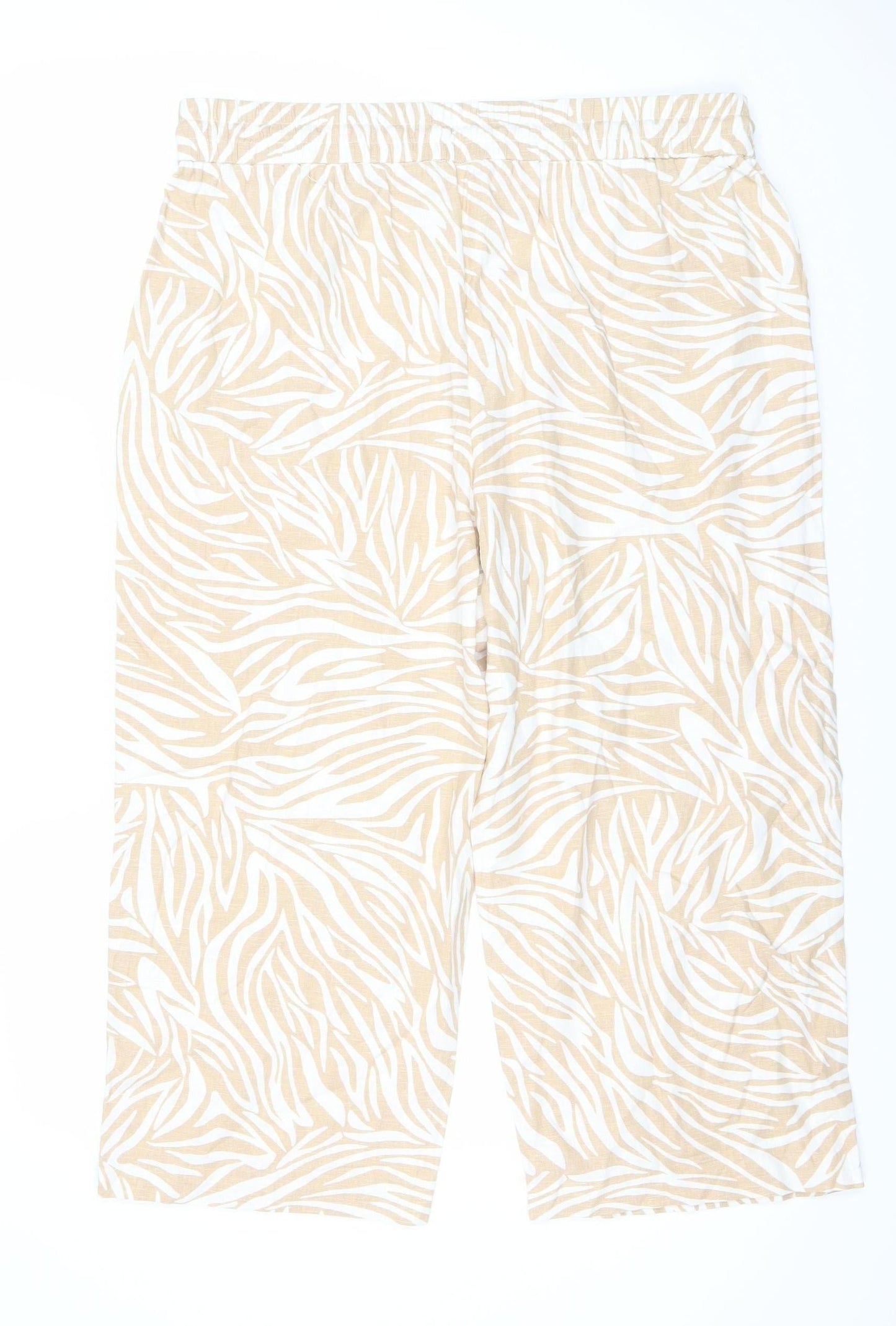 SPIRIT Women's Beige Animal Print Trousers Size 18