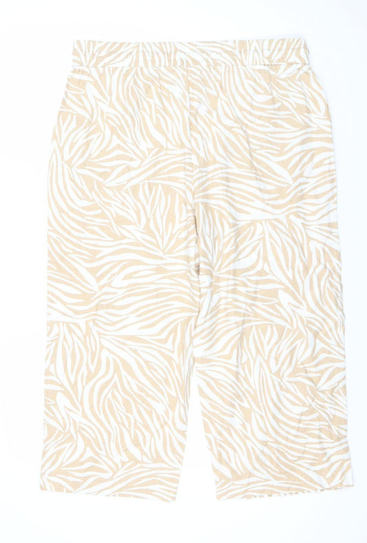 SPIRIT Women's Beige Animal Print Trousers Size 18