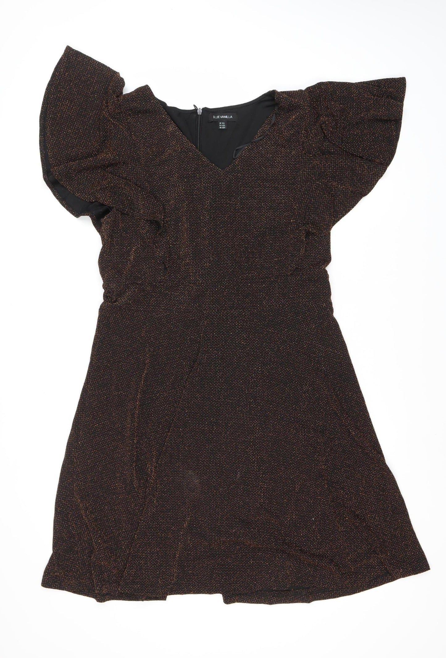 Blue Vanilla Women's Black V-Neck Short Sleeve Dress
