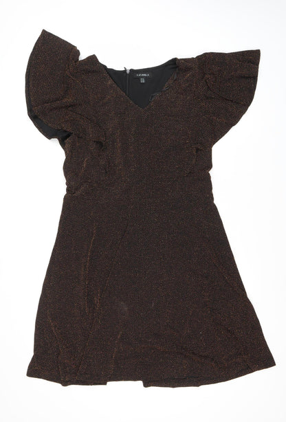Blue Vanilla Women's Black V-Neck Short Sleeve Dress