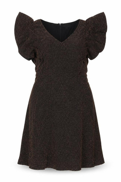 Blue Vanilla Women's Black V-Neck Short Sleeve Dress