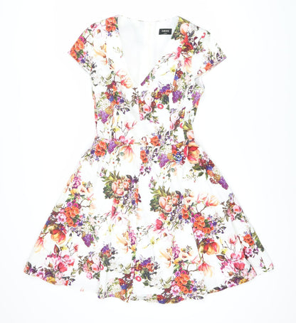 Oasis Women's Multicoloured Floral Fit & Flare Dress Size 8
