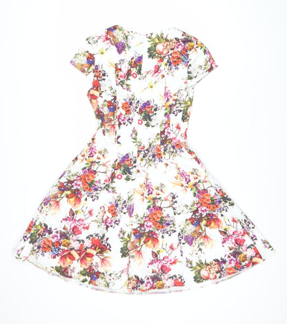 Oasis Women's Multicoloured Floral Fit & Flare Dress Size 8