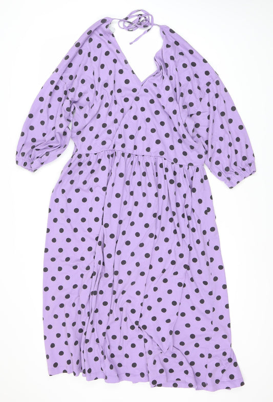 ASOS DESIGN Women's Purple Polka Dot Dress, Size 16