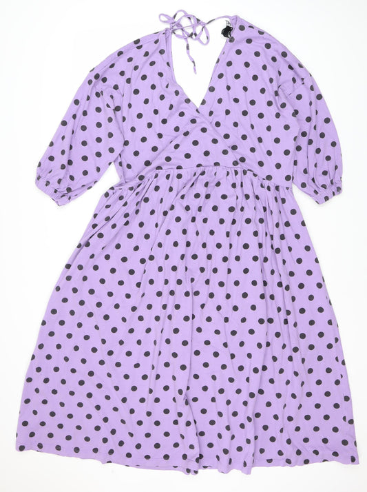 ASOS DESIGN Women's Purple Polka Dot Dress, Size 16
