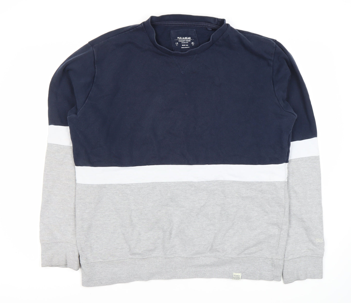 Mens UK Size L Pull&Bear Multicoloured Pullover Sweatshirt