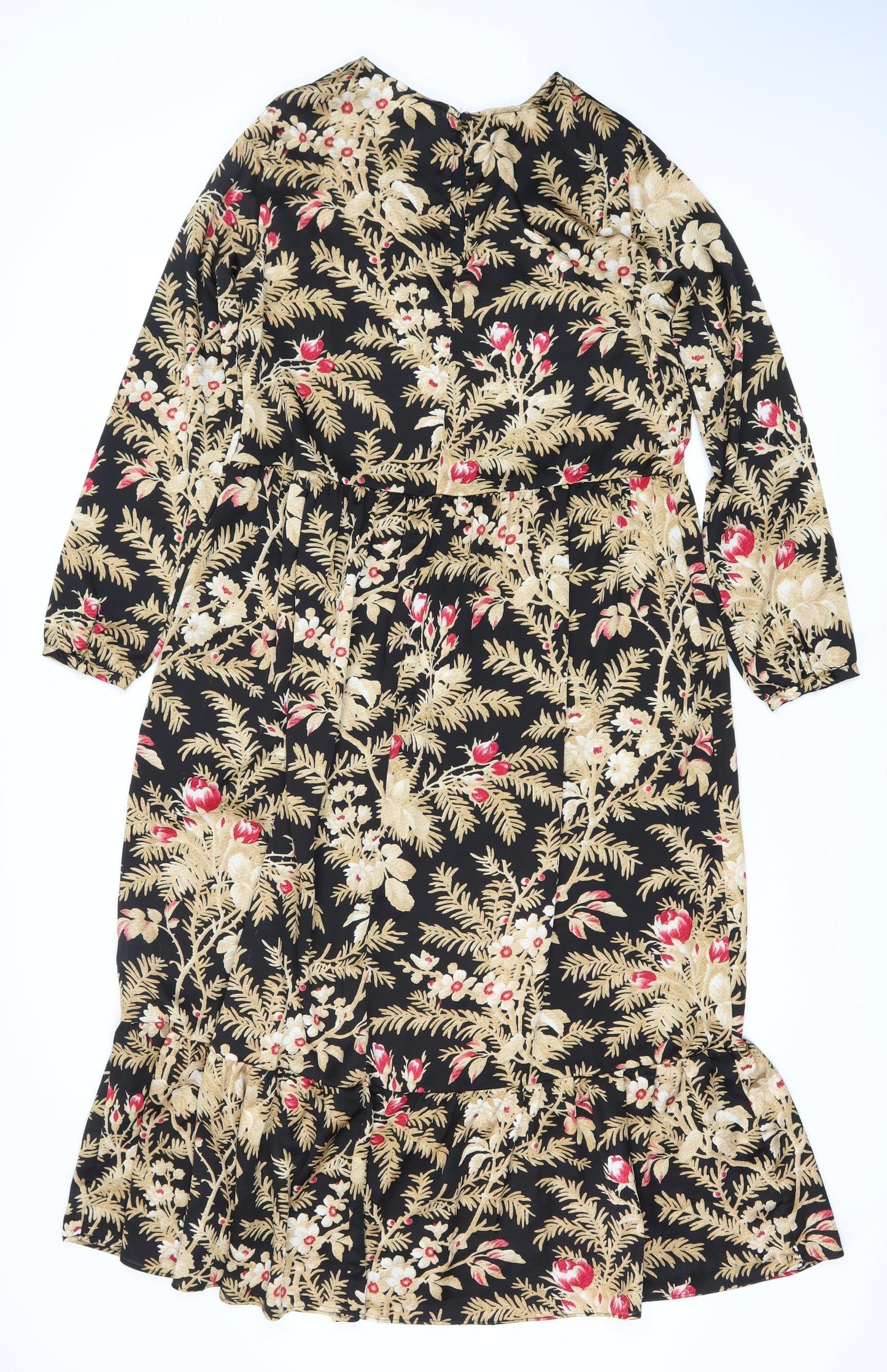 H&M Women's Black Floral Long Sleeve Dress Size S