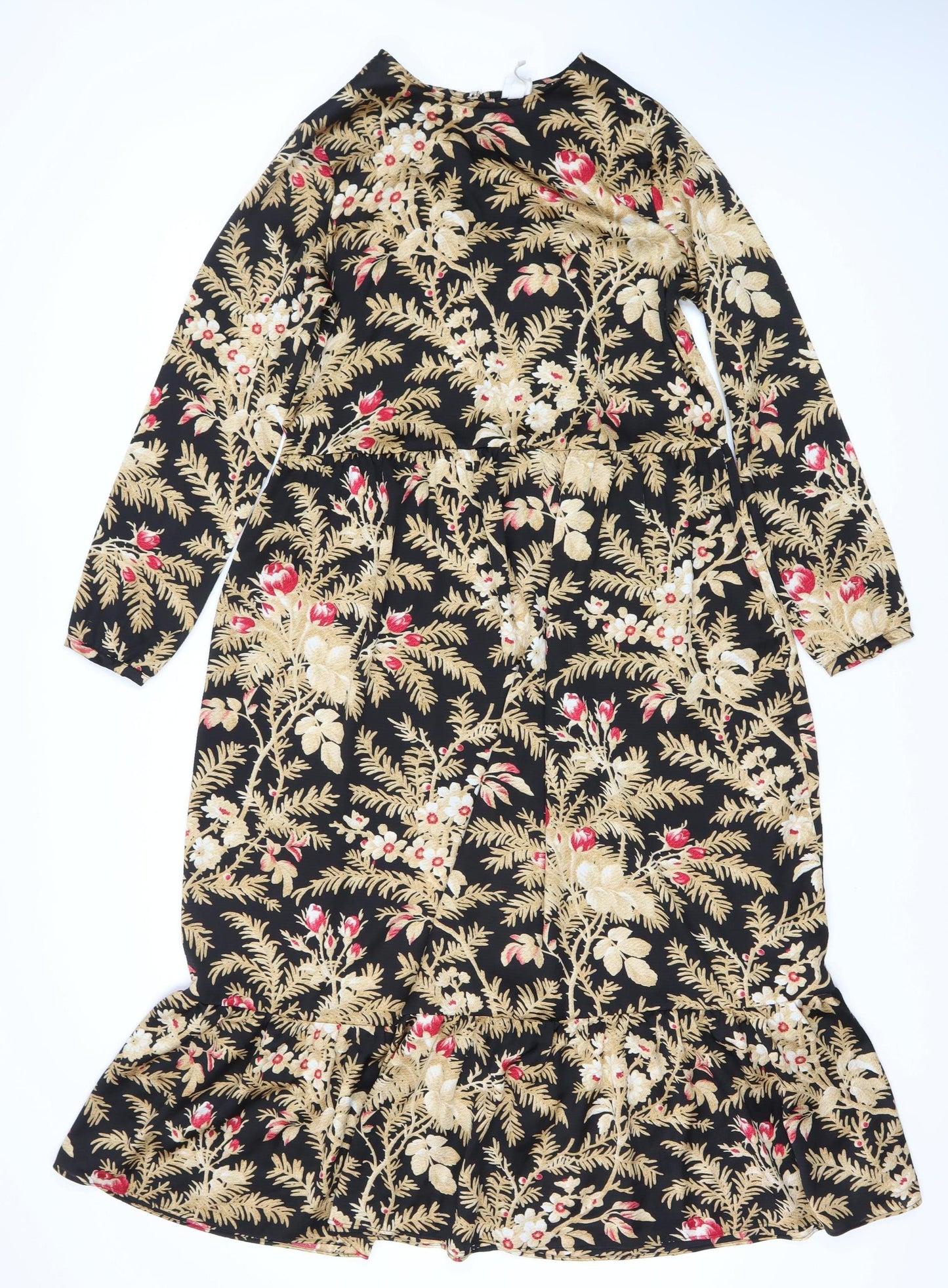 H&M Women's Black Floral Long Sleeve Dress Size S
