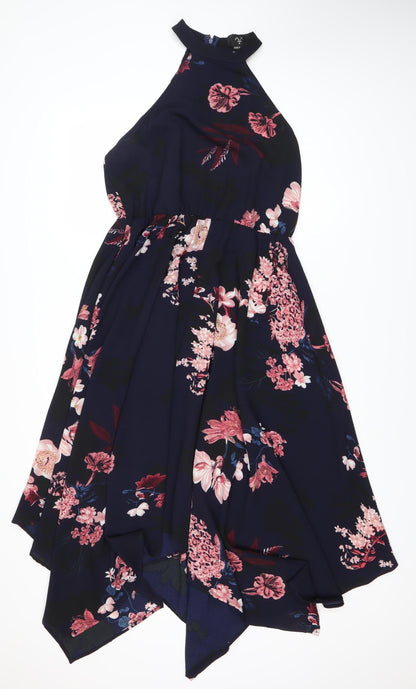 XZ Women’s Blue Floral Midi A-Line Dress XL