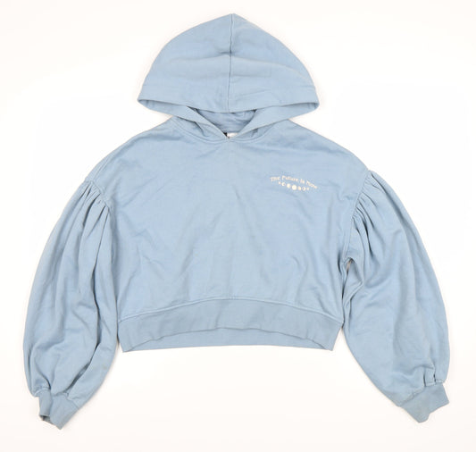 H&M Women's Blue 2XS Pullover Hoodie with Celestial Print