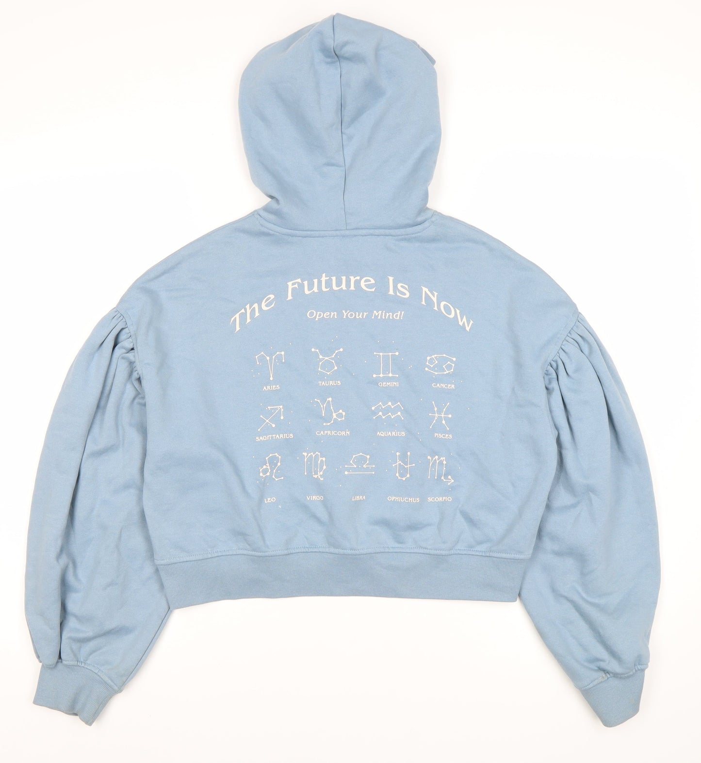 H&M Women's Blue 2XS Pullover Hoodie with Celestial Print